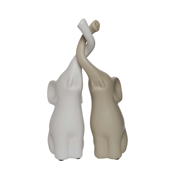 10K8105/8106B Статуэтка"Слоники" бежево-белая 11*10,5*34 (набор)