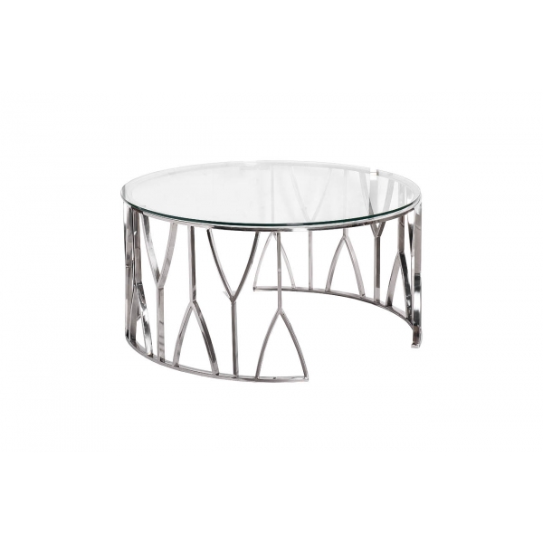 13RXCT3104-SILVER Стол журнальный стекло прозр./серебро d90*45см