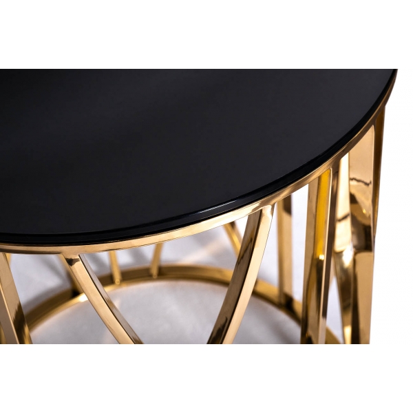 13RXET3103-GOLD Стол журнальный стекло черн./золото d50*55см