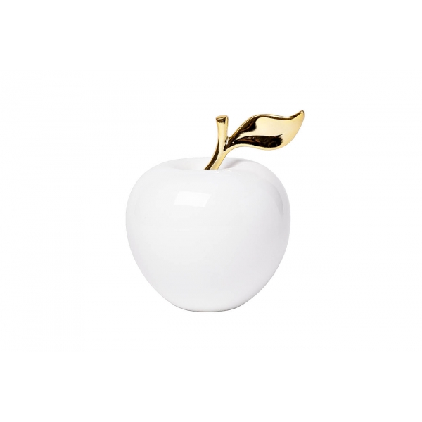 T1012 Статуэтка "Яблоко" белая с золотом 10*10*12,5см