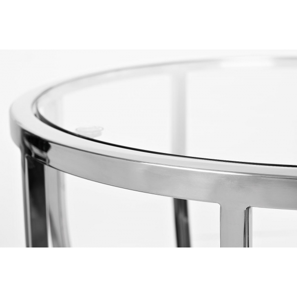 13RXET4037-SILVER Стол журнальный стекло прозр./серебро d50*60см