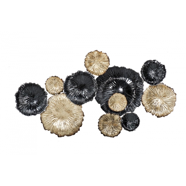 37SM-0277-R Декор настенный Цветы золотисто-черные 92*51*7см