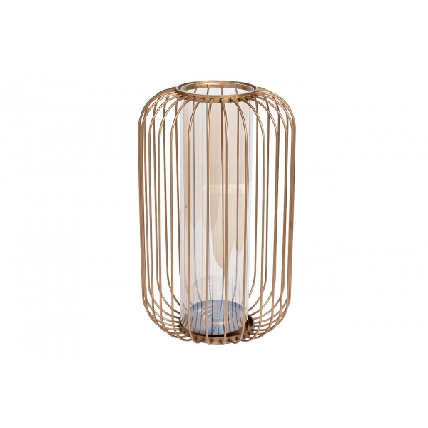 55RV2946L Ваза-подсвечник декоративная металл/стекло d21*35см