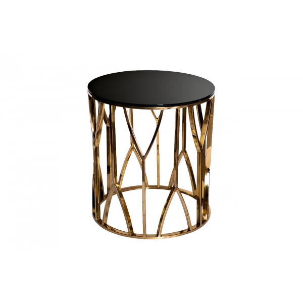 13RXET3103-GOLD Стол журнальный стекло черн./золото d50*55см