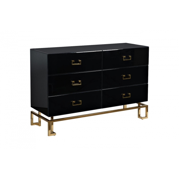 KFG057 Комод черный 6 ящиков 120*42*82см