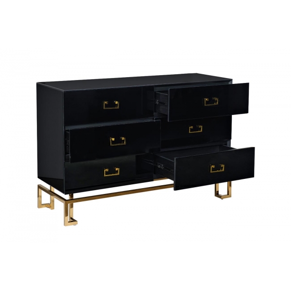 KFG057 Комод черный 6 ящиков 120*42*82см