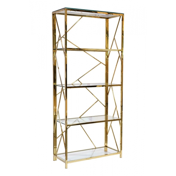 GY-SH8711GOLD Стеллаж стекло прозр/золото 80*35*180см