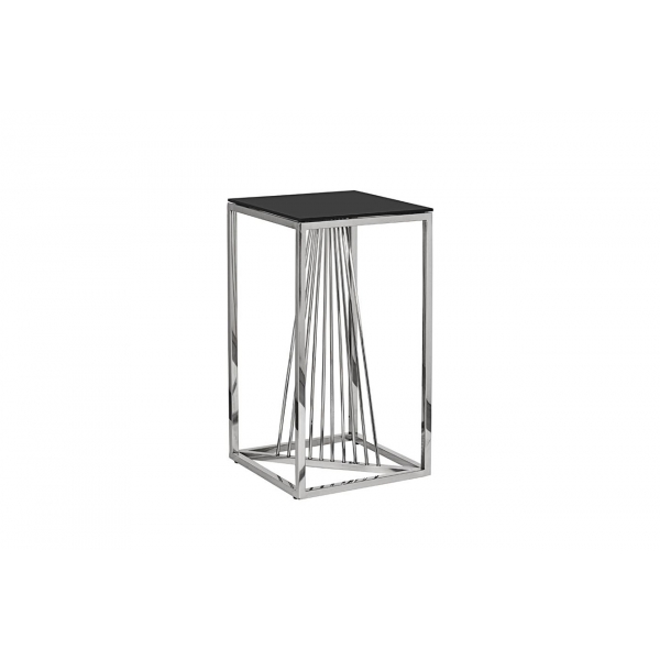 13RXET8082L-SILVER Стол журнальный стекло черн./серебро 38*38*70