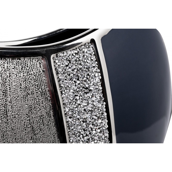 18H2661L-19 Ваза синяя с серебром 28,8*10*26,5см