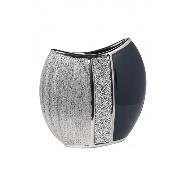 18H2661L-19 Ваза синяя с серебром 28,8*10*26,5см