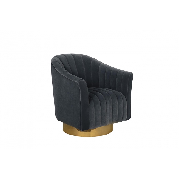 48MY-W2588 LTB GO Кресло вращающееся велюр голубой 77*76*83см