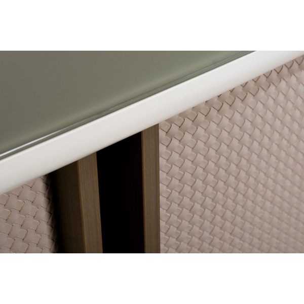 58DB-CH19263 Комод Bel Air плетеная экокожа/стекло 220*50*79см
