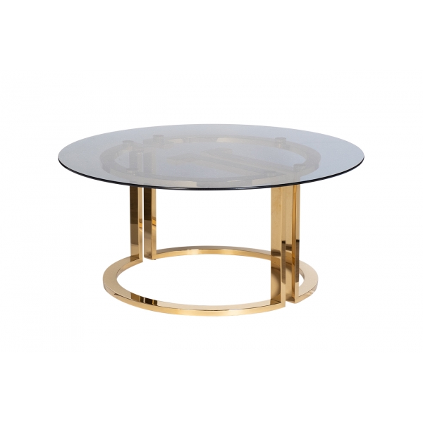 47ED-GDCT002 Стол журнальный GardaDecor темн.стекло/зол d100*45