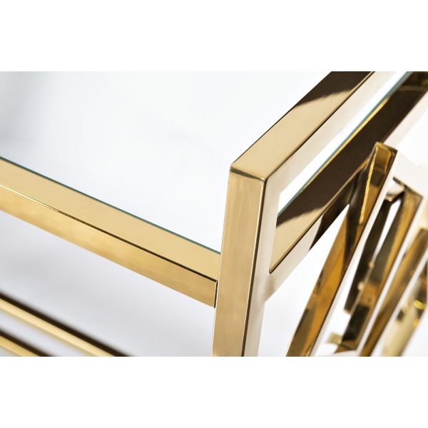 GY-CRT8164GOLD Стол-тележка сервировочн ст.прозр/золото 80*40*83
