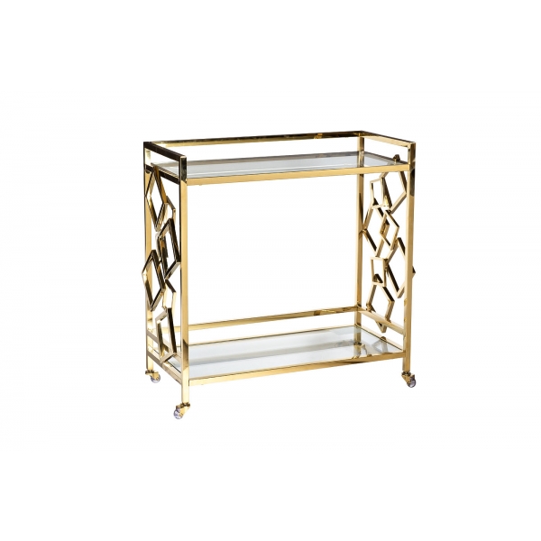 GY-CRT8164GOLD Стол-тележка сервировочн ст.прозр/золото 80*40*83