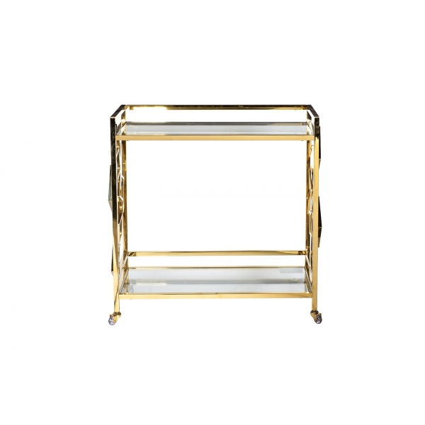 GY-CRT8164GOLD Стол-тележка сервировочн ст.прозр/золото 80*40*83