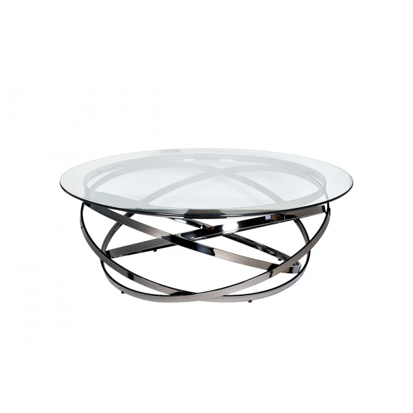 GY-CT8402BL Стол журнальный стекло прозр/темн.хром d120*40см