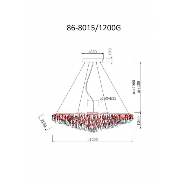 86-8015/1200G Люстра 120*60*h.36см, металл цвет шампань