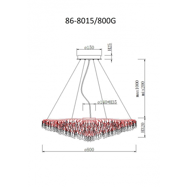 86-8015/800G Люстра d.80 h.32см, металл цвет шампань