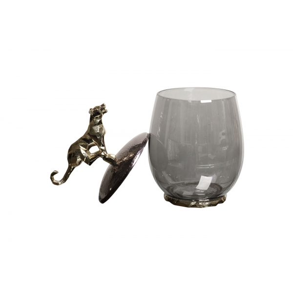 69-120163 Ваза декор.с крышкой "Ягуар" металл/стекло16*16*28см