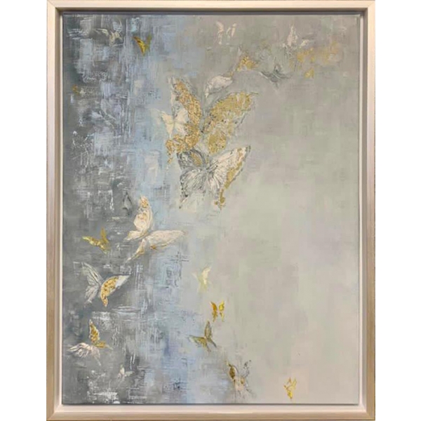 89VOR- BUTTERFLY Холст "Бабочки" 60*80 см, багет кэнвес серебр.