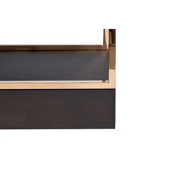 77IP-SH1003 Стеллаж-полусфера роз.золото/темн.шпон 120*45*230см