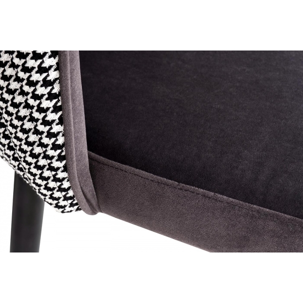 30C-1232F GR Стул велюр серый 54*57*80см с ч/б спинкой