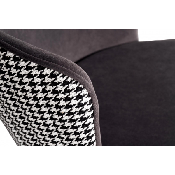 30C-1232F GR Стул велюр серый 54*57*80см с ч/б спинкой