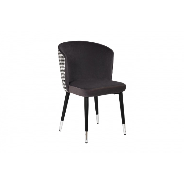 30C-1232F GR Стул велюр серый 54*57*80см с ч/б спинкой