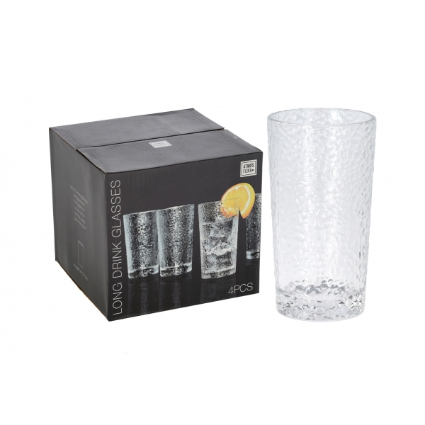 YE7300920 Стакан д/воды 260мл из фактурного стекла набор 4 шт.