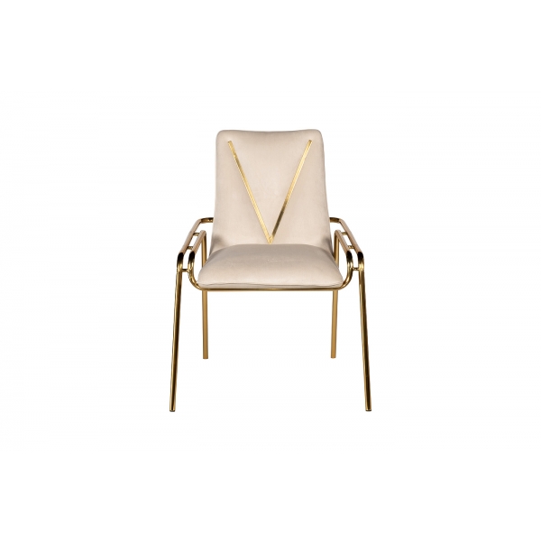 30C-DR-20013C CR Стул велюр кремовый 63*65*85см с V-декором