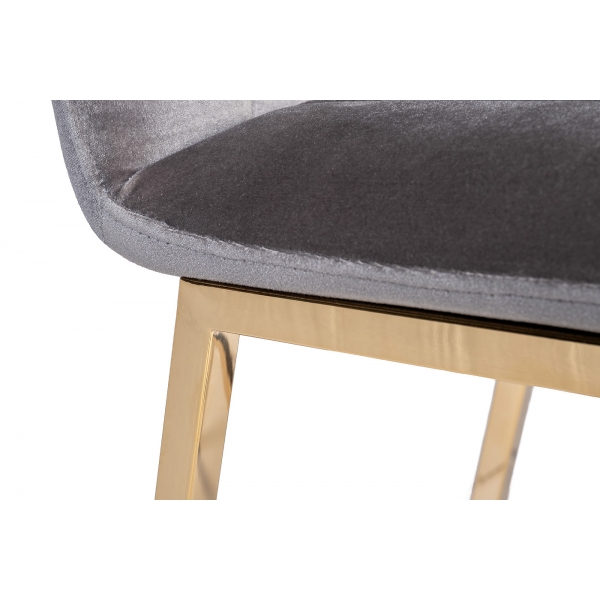 30C-DX-2091 GRE Стул барный велюр серый 42*53*88см