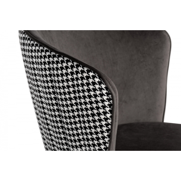 30C-1232F GR Стул велюр серый 54*57*80см с ч/б спинкой