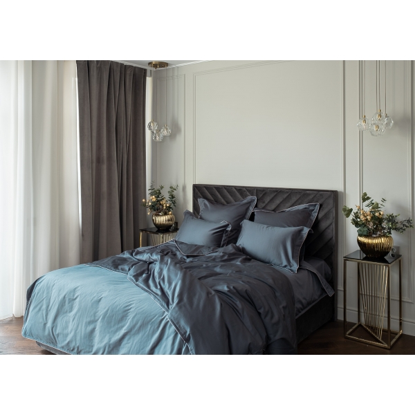 Портьера широкая с подкладом сшивная серая Riviera-91 260см