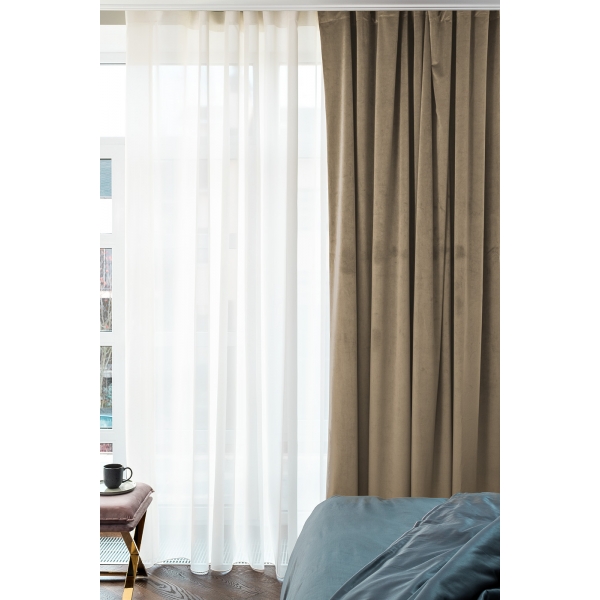 Портьера широкая с подкладом сшивная серая Riviera-91 260см