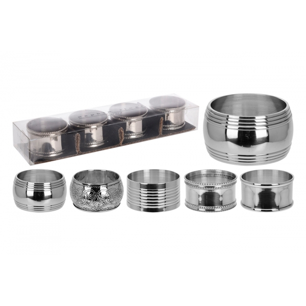 A04426420 Кольца д/салфеток набор 4 шт. цвет серебро в асс.