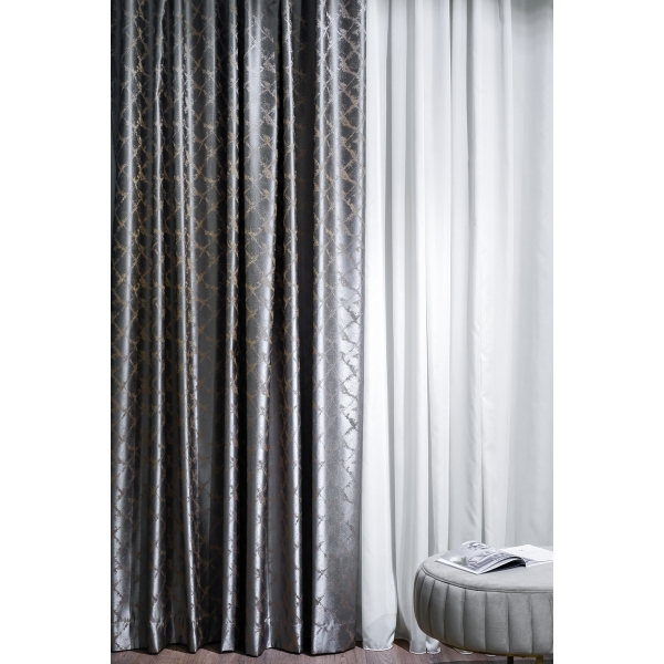 121GD-GAB1306-PORT SER Портьера TRENTO серая  275*260см