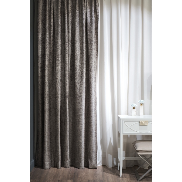 121GD-TEL07-PORT SER Портьера BARI серебряная 275*260см