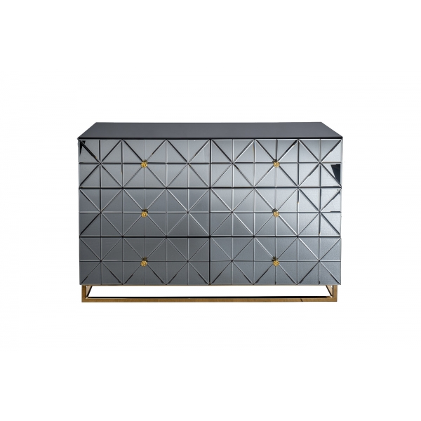 KFG126 Комод с матовой зерк. отделкой 6 ящиков 129*46*86см