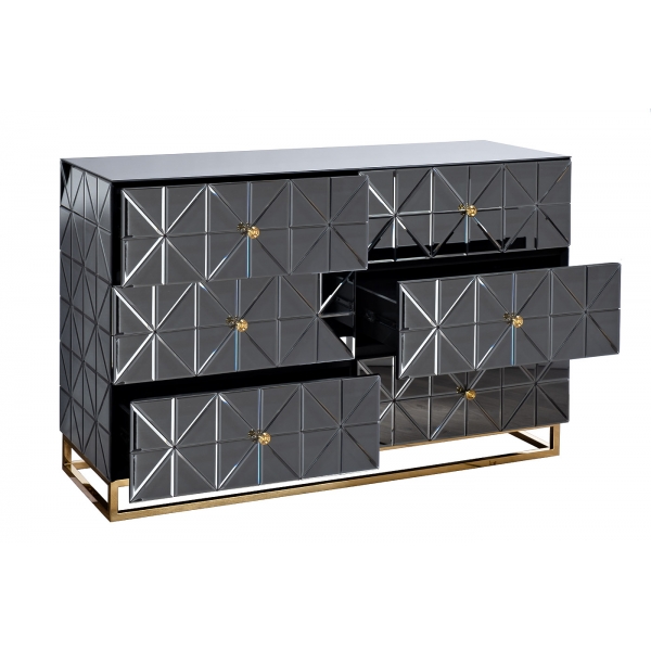 KFG126 Комод с матовой зерк. отделкой 6 ящиков 129*46*86см