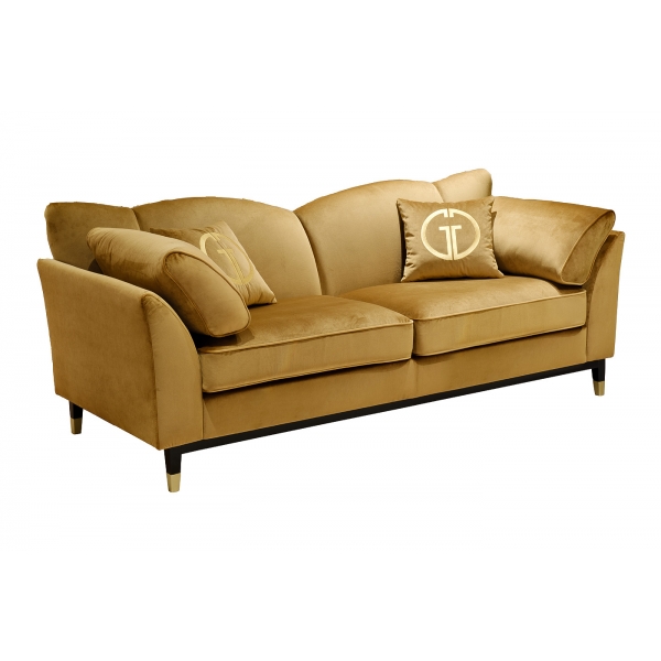 Диван Siena трехм.без мех.,велюр золотой Pad14 228*92*92см