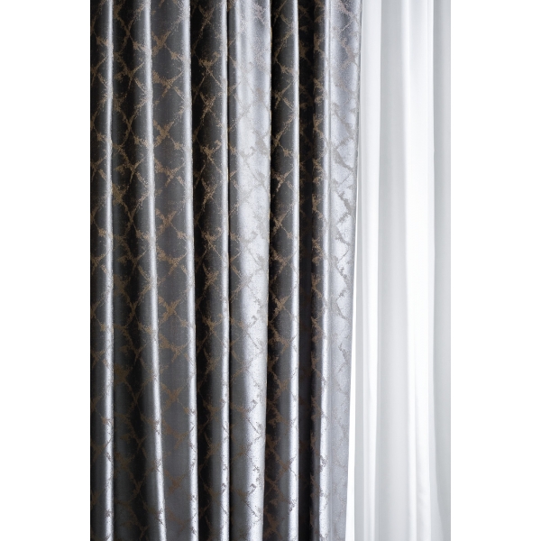 121GD-GAB1306-PORT SER Портьера TRENTO серая  275*260см