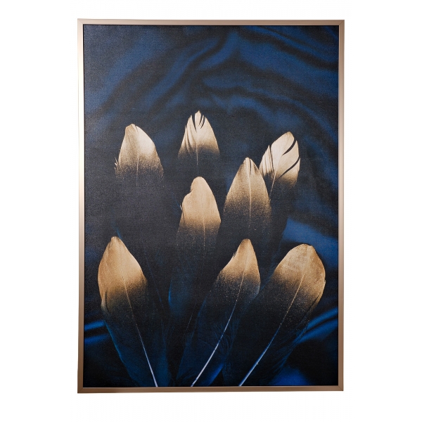 89VOR-GOLDEN FEATHER/1  Холст "Золотое перо-1" 140*100 см, багет латунь