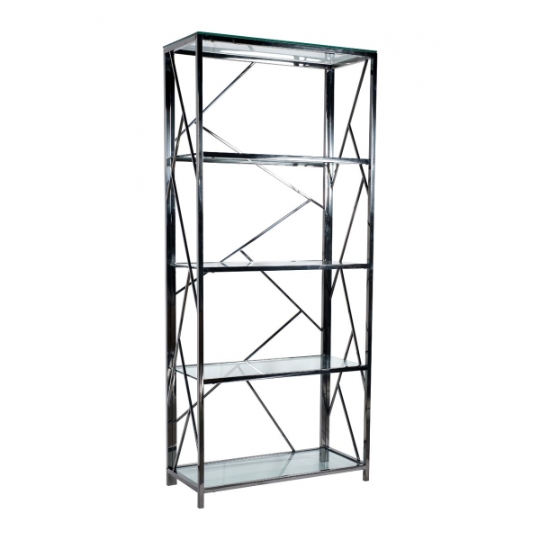 GY-SH8711BL Стеллаж стекло прозр/темн.хром 80*35*180см