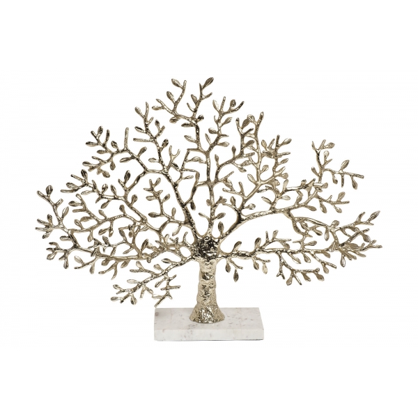 69-919201 Декор настольный "Дерево" зол.мет./мрам.бел 60*13*46см