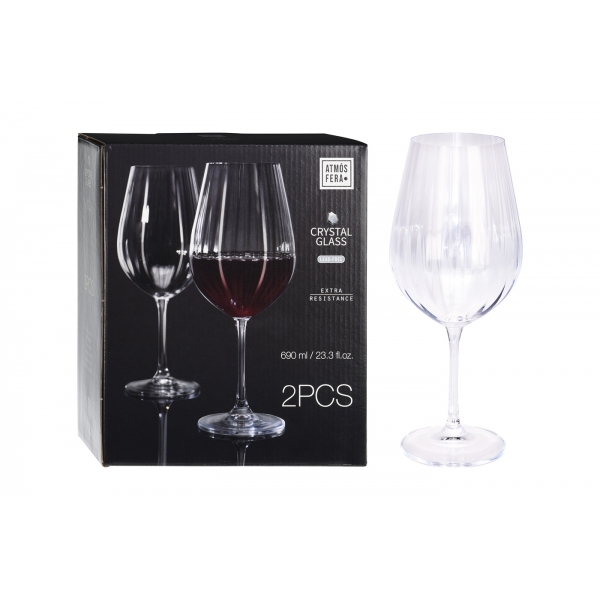 SR4000090 Бокал д/крас.вина 690мл с полосками набор 2 шт