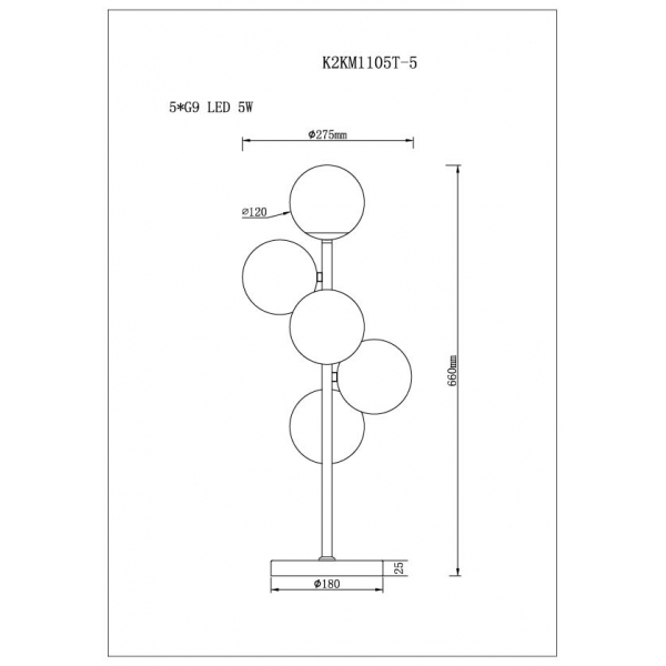 K2KM1105T-5 Лампа настольная D18*W28*H66см