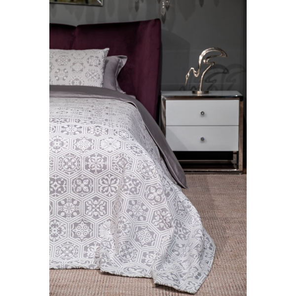 16AMR-MTS180230-POKR SER Покрывало Ажур серое 180*230