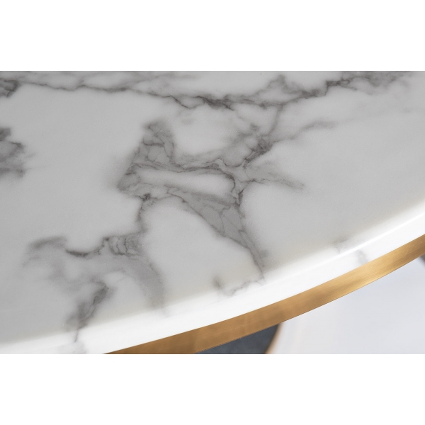 76AR-DT813 Стол обеденный иск.мрам Bianca Luna/черн.мет d120*75