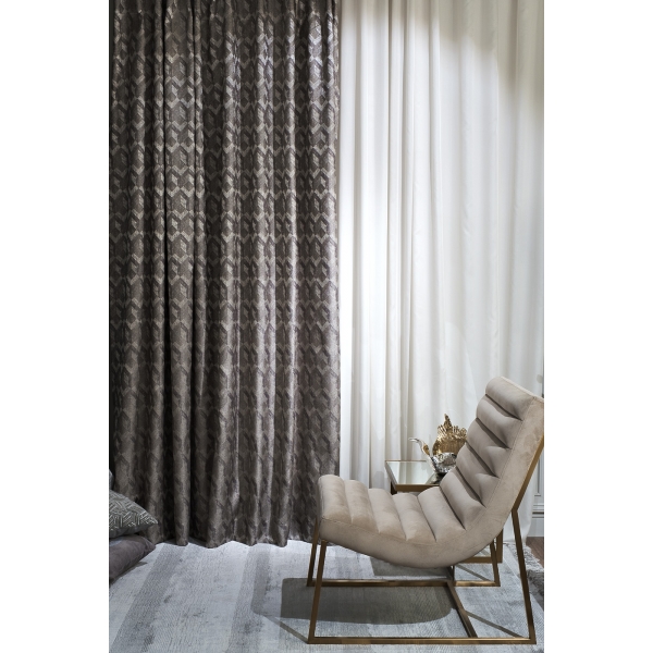 121GD-TON07-PORT SER Портьера MODENA серебряная  275*260см